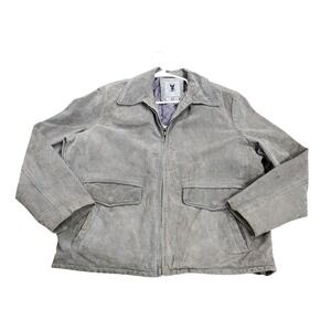 American Classics Jacket Mens Large Gray Suede Full Zip Biker Lined Pockets